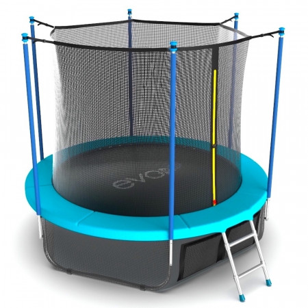 EVO JUMP Internal 12ft (Wave). Батут с внутренней сеткой и лестницей, диаметр 12ft (морская волна) + нижняя сеть