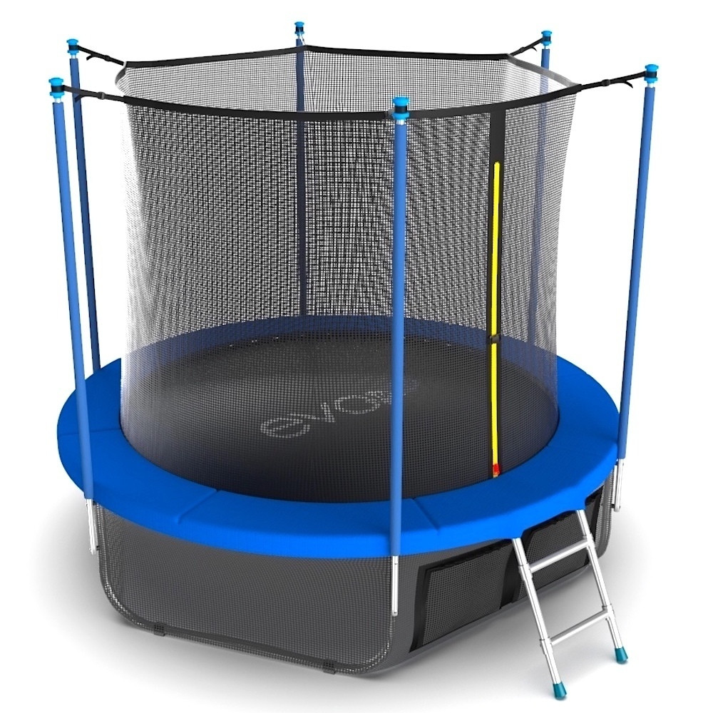EVO JUMP Internal 12ft (Sky). Батут с внутренней сеткой и лестницей, диаметр 12ft (синий) + нижняя сеть