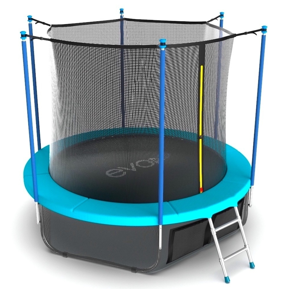 EVO JUMP Internal 12ft (Wave). Батут с внутренней сеткой и лестницей, диаметр 12ft (морская волна) + нижняя сеть